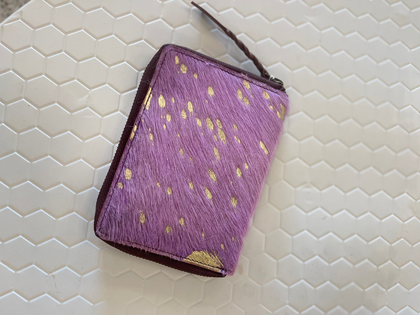 Cowhide Zip Pouch - Purple
