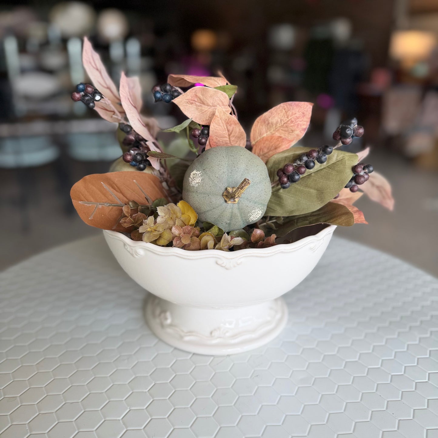 White footed serving bowl