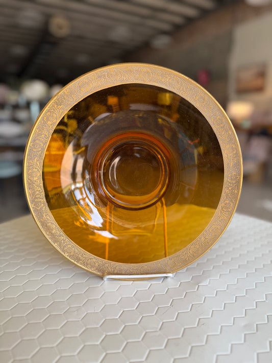 Gold rimmed amber centerpiece
