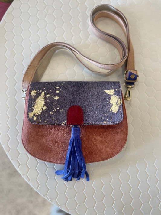 Colorful Cowhide Crossbody