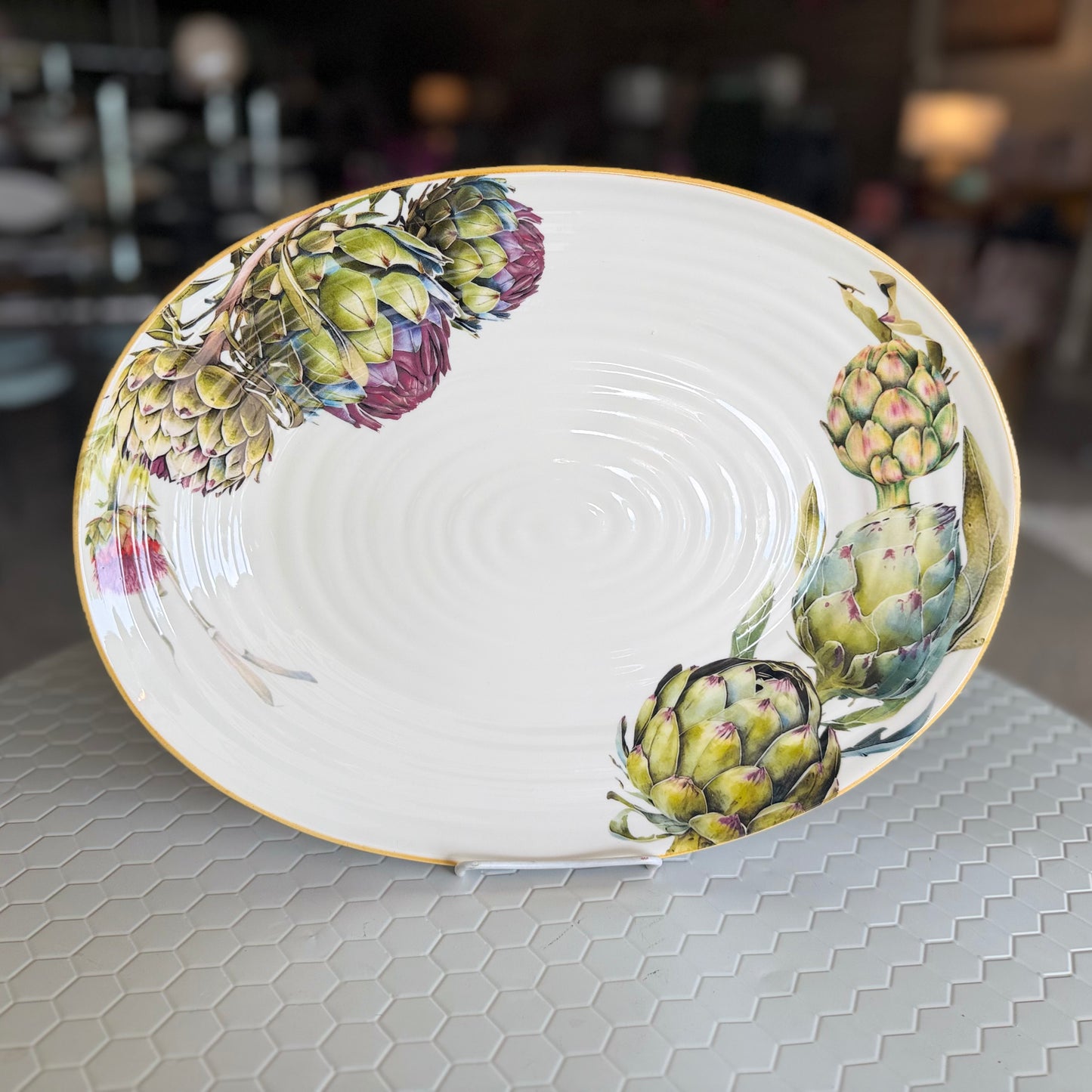 Large artichoke oval platter