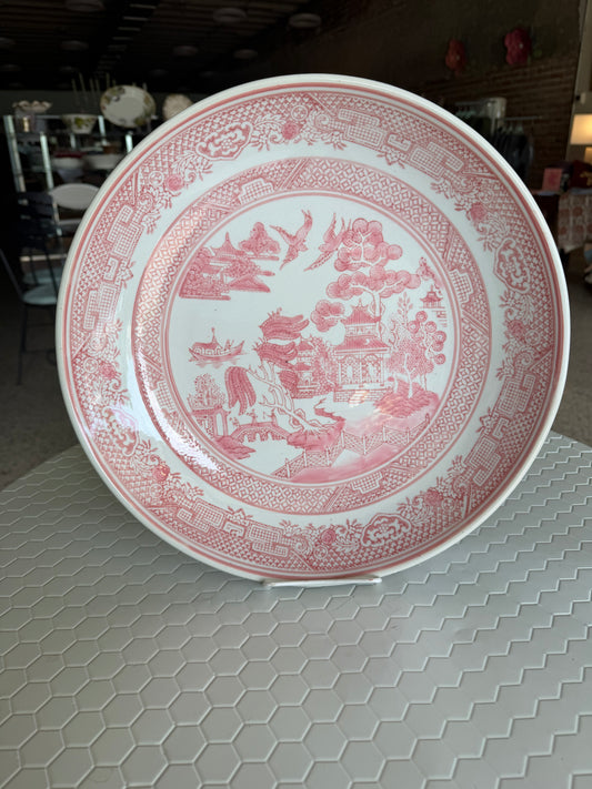 Large pink chinoiserie platter