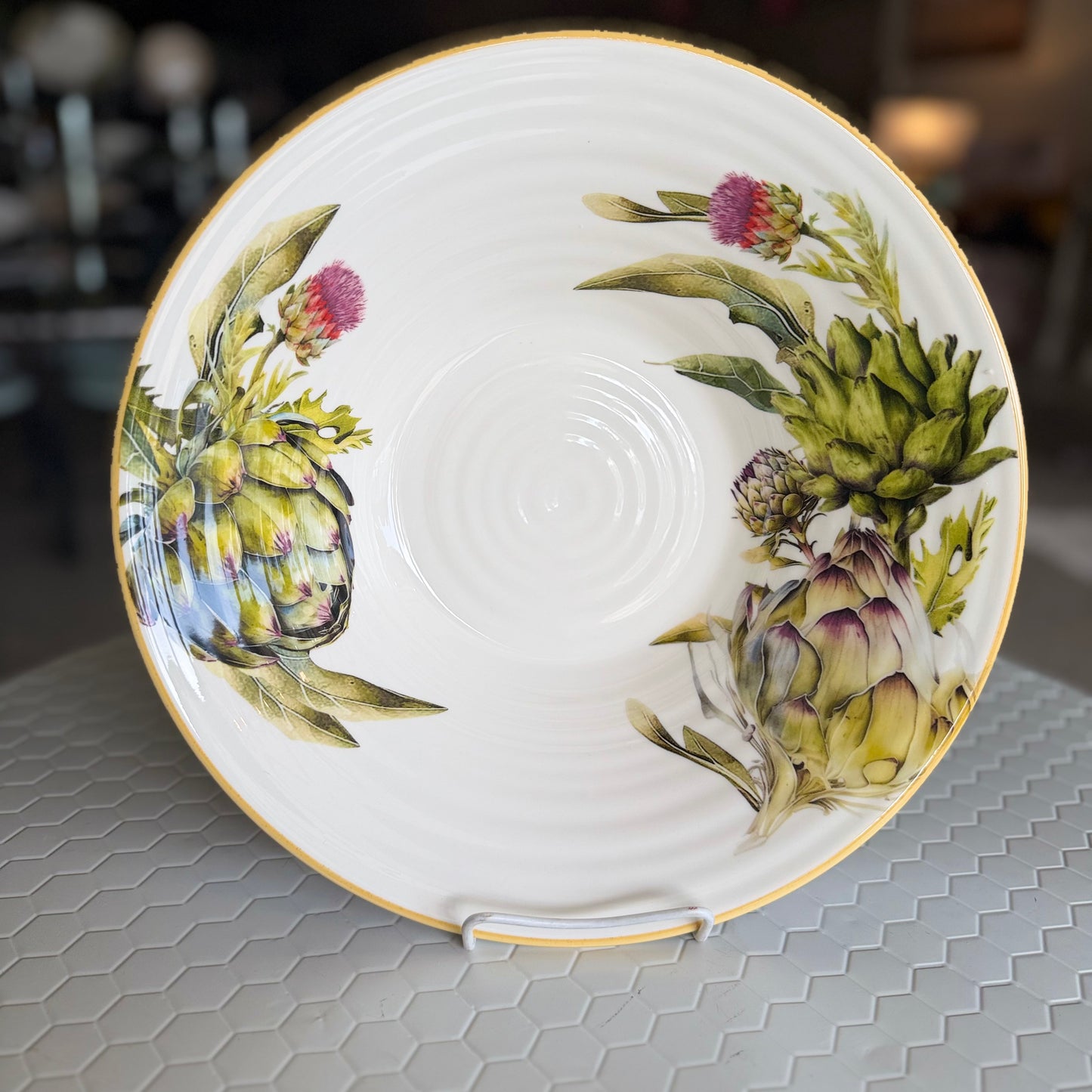 Large round artichoke platter